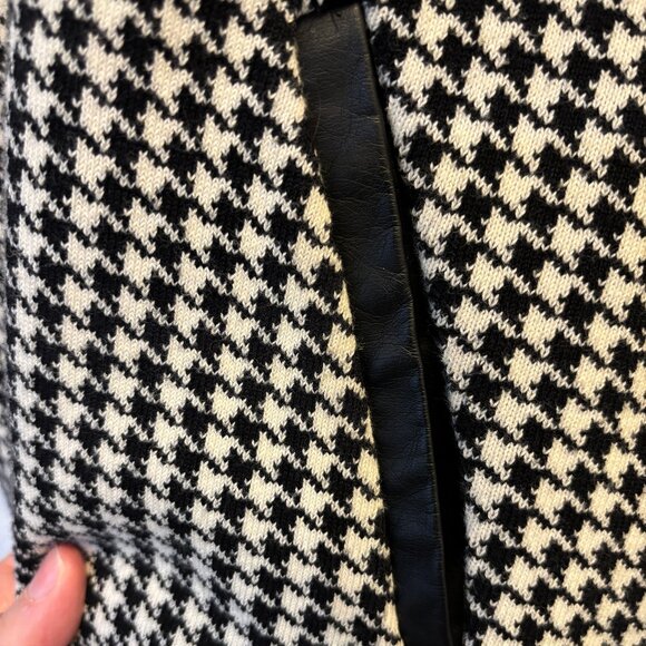 Lauren Ralph Lauren Houndstooth Sheath Dress Small Faux Leather Trim Black White - Picture 7 of 10